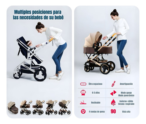 Coche Cuna Moisés Con Accesorios Lubabycas Café
