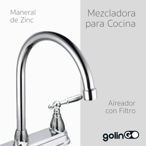 Mezcladora Fregadero Cocina Llave Cuello 360º Inoxidable