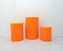 Comprar Capa P\u002F Trio De Mesas Cilindro Cor Lisa Em Tecido Decoração Cor Laranja