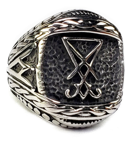 Anillo Sigilo Lucifer Baphomet Acero Inoxidable Satanás