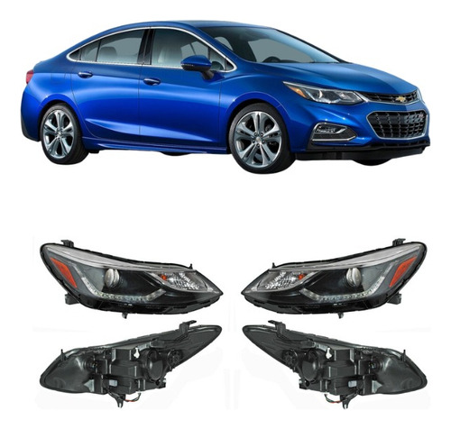 Par Juego Faros Chevrolet Cruze 2016 2017 Leds Linea Nueva