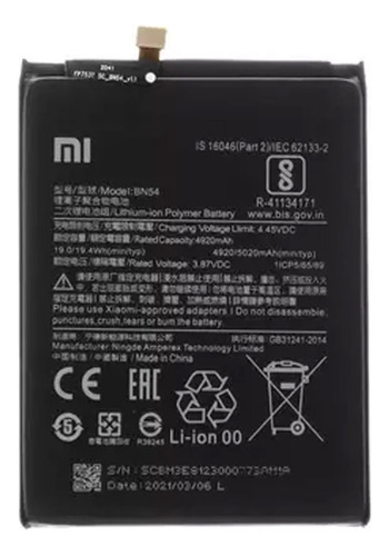 Bateria Original Xiaomi Bn54 5020mah
