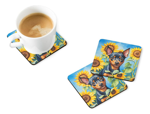Carolines Treasures Pinscher Miniatura En Girasoles Posavaso