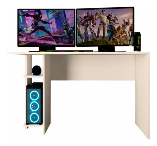 Mesa Gamer Vênus 2 Prateleiras Branco - Panorama Móveis