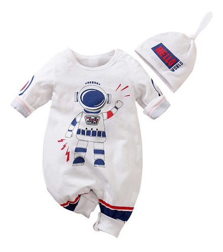 Mameluco Manga Larga Con Diseño De Astronauta Para Bebé