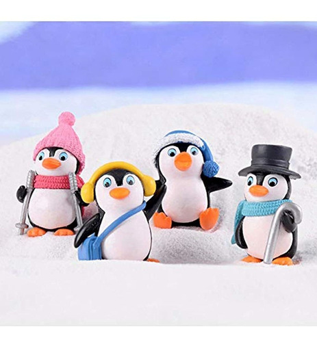 Juego De 4 Figuras De Pingüino Decoración Para Tarta