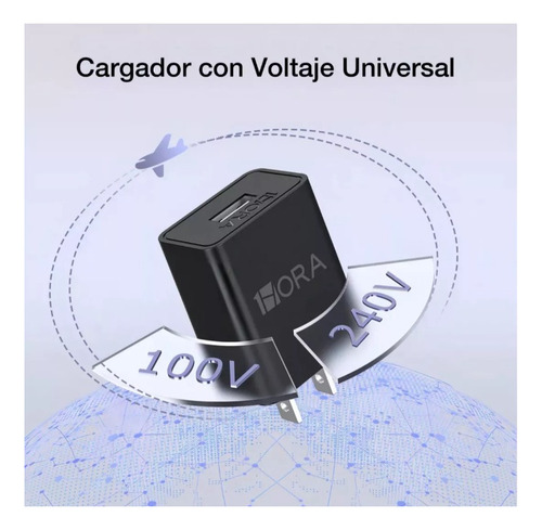 Combo 1hora Cargador Carga Rápida Y Cable Micro Negro