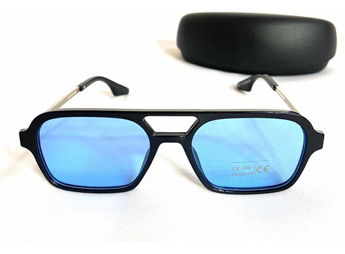 Lentes De Sol Celestes Con Patilla De Metal Protección Uv400