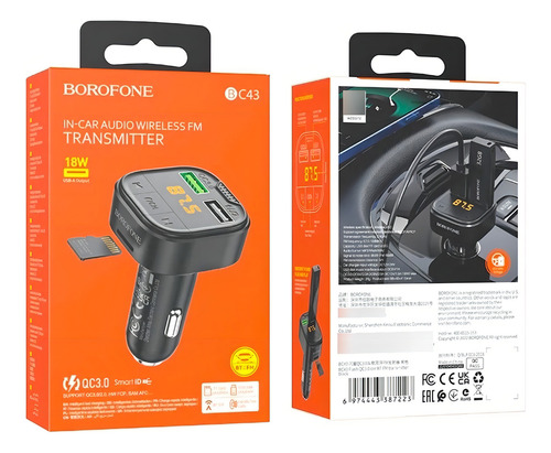 Transmisor Bluetooth Cargador Auto Borofone Bc43