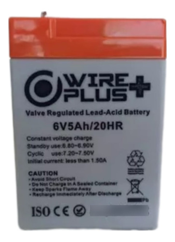 Bateria 6v 5ah  Para Lampara Alarma Wireplus + Acme