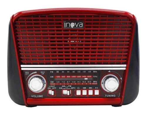 Rádio Retro Portátil Inova Rad-8391 Vermelho