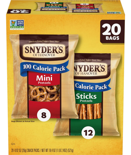 Snyder's Of Hanover Pretzels, Minis Y Sticks Paquetes De 100