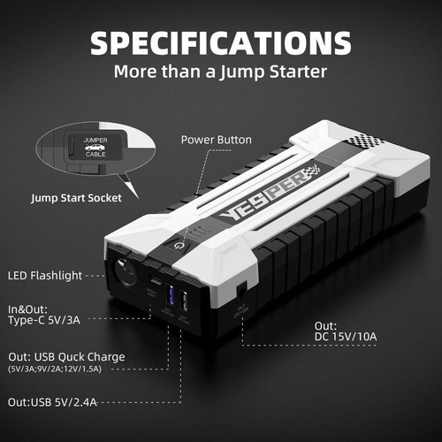 Arrancador De Batería De Autos Portátil 4120a 24000mah