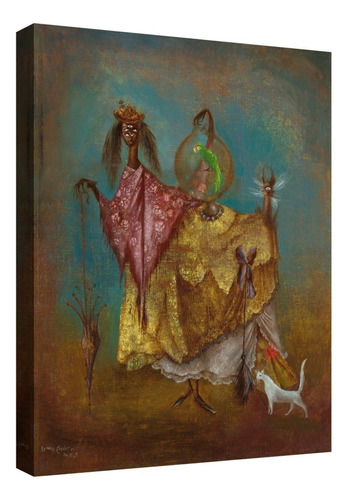 Cuadro Decorativo Canvas Coleccion Leonora Carrington 60x45 Color La Artista Viaja De Incognito Armazón Natural