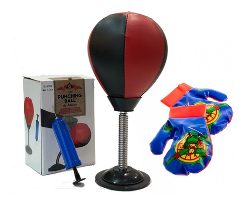 Pera De Boxeo Puching Ball Box + Guantes + Inflador Niños 