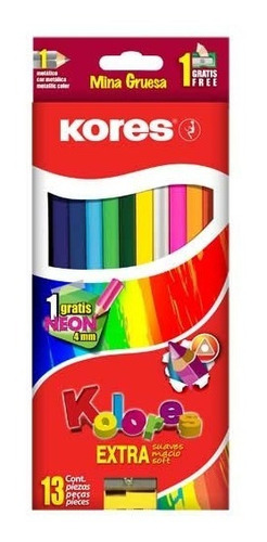 Lapices De Color Kores Triangulares De Madera Caja C/ 13pz