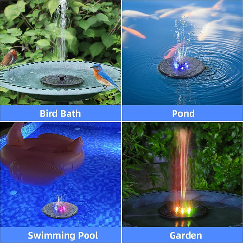 Bomba De Agua Solar De 3w, Luces Led De 7 Colores, Fuente De