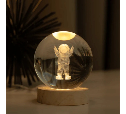 Esfera De Cristal 3d Mini Lámpara Luz Led Para Dormitorio