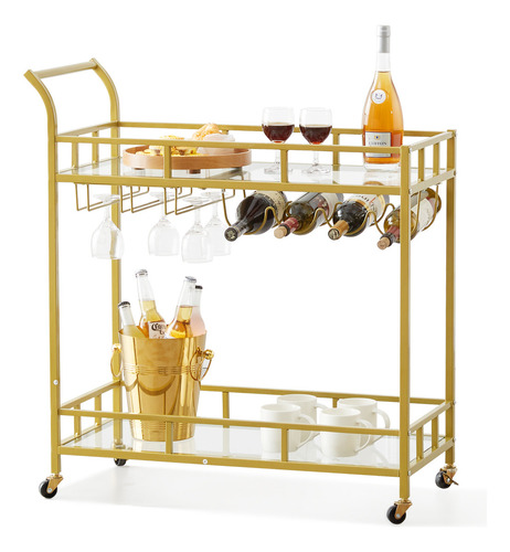 Vevor Carro De Bar 2 Niveles 85,5x38x93 Cm Carro De Servicio
