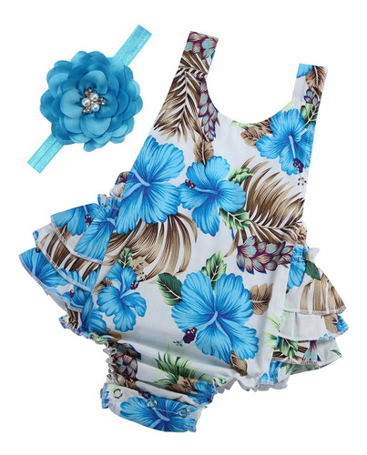 Mameluco De Verano Con Diseño Floral Y Volantes Para Niña Be