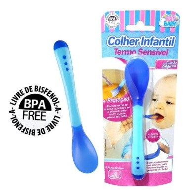 Colher Para Bebe De Silicone Sensitive Quente E Frio