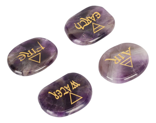 Piedras De Reiki Violetas, 4 Elementos Surtidos, Triangulare