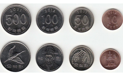 Set De 4 Monedas Corea Del Sur Unc Sin Circular (Usado)