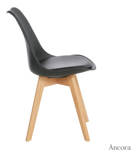 Set De 4 Sillas Áncora De Comedor Tulip Acolchadas Negras
