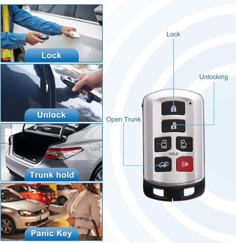 Carcasa Llave Control Proximidad Para Toyota Sienna 6 Boton