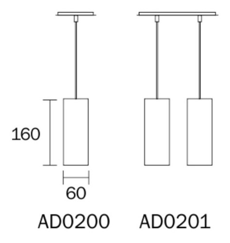 Imagen 2 de 3 de Lampara Colgante Metal Minimalista Tubo Gu10