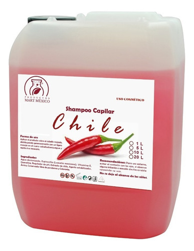 Shampoo Capilar Chile Anticaída Y Fortalecimiento 20 Litros