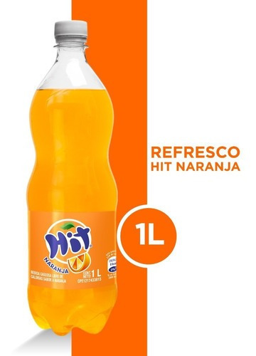 Refresco Hit Naranja Sin Calorías 1 Lt 2 Unidades