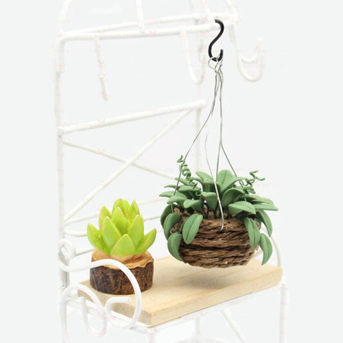 2 Decoración De Macetero En Miniatura Con Plantas Colgantes