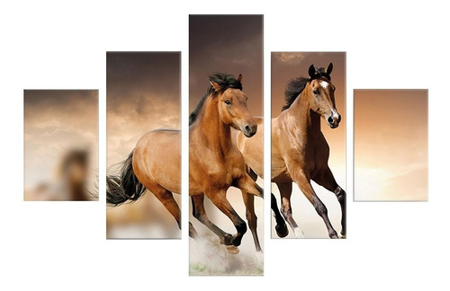 Caballos Salvajes Políptico 5 Piezas 110x70cm Vinilo Cuadro