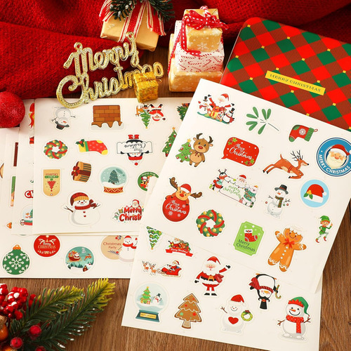 Calcomanías De Navidad, 40 Hojas, Calcomanías Adhesiv...