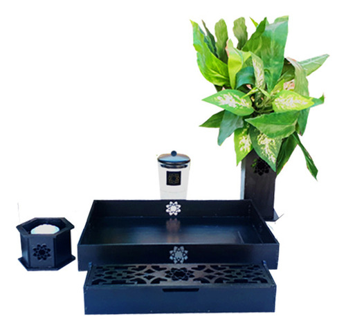 Altar Budista Negro Simple Completo