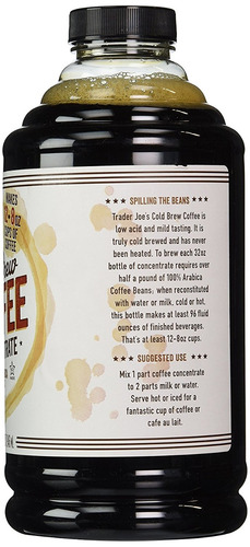 Trader Joe Fría Brew Coffee Beans Concentrado 100% Arábica.