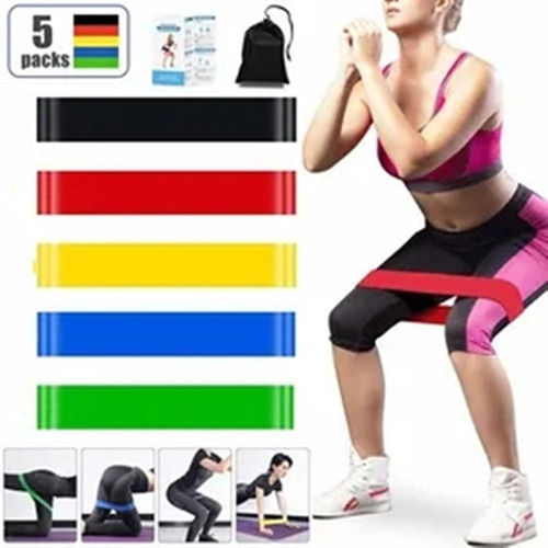 Ligas Resistencia Kit 5 Bandas Ejercicio Pierna Gluteos
