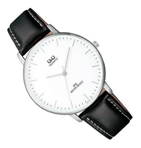 Reloj Q&q Modelo Qz00j301y Piel Negro Color del bisel Plateado Color del fondo Blanco