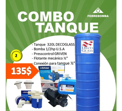 Combo: Tanque 320lts Deco Glass, Accesorios, Bomba 1/2hp Usa