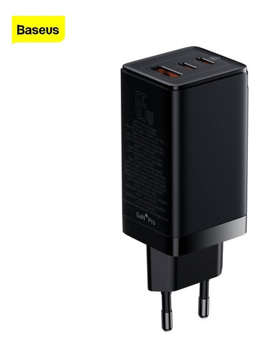 Imagem 2 de 7 de Carregador De Tomada Gan Turbo 65w iPhone 13 Pro Max Baseus