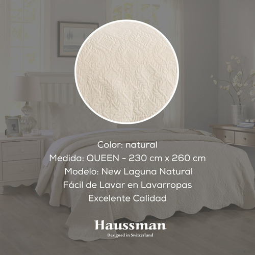 Imagen 2 de 10 de Acolchado Cubrecama Quilt 2 Plazas Natural Fundas Haussman