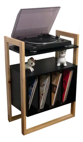 Mueble Para Tornamesa Y Vinilos Caser - Audio Mix Color Blanco