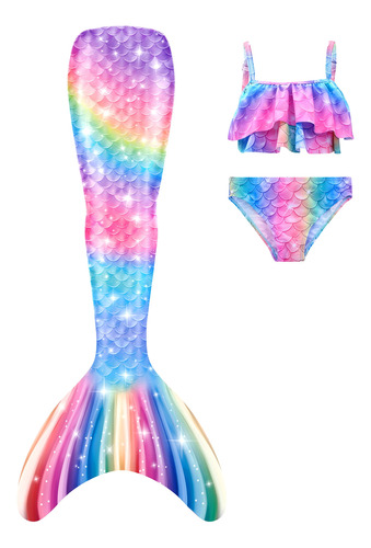 Dnfun Colas De Sirena Con Bikini Para Ninas, Traje De Bano D