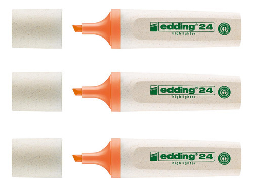 Marcador Resaltador Edding 24 Ecoline Pack X3 Color Naranja