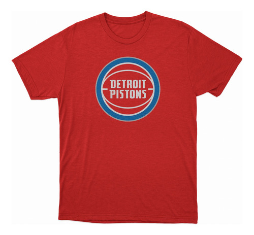 Remera Basket Nba Detroit Pistons Roja Logo Completo