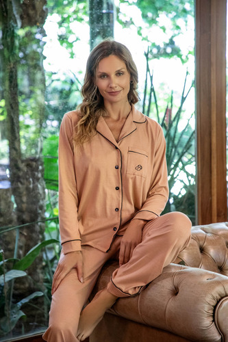 Pijama Mujer En Jersey Algodón Camisero Bianca Secreta 25522