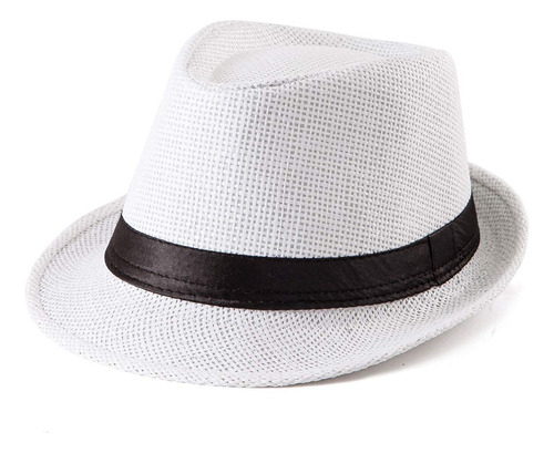 Mujer Verano Paja Fedora Hombres - Sombrero De Sol Blanco Pa