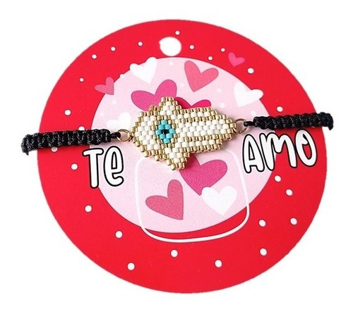 Imagen 4 de 4 de Pulsera Regalo Tejida Miyuki Mano De Hamsa Jamsa + Empaque