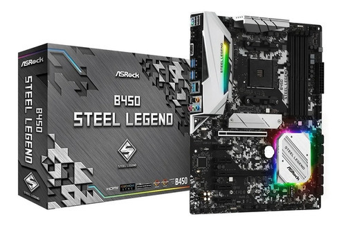 Placa Mãe Asrock B450 Steel Legend Am4/ddr4/hdmi/display/m2 Cor Preto